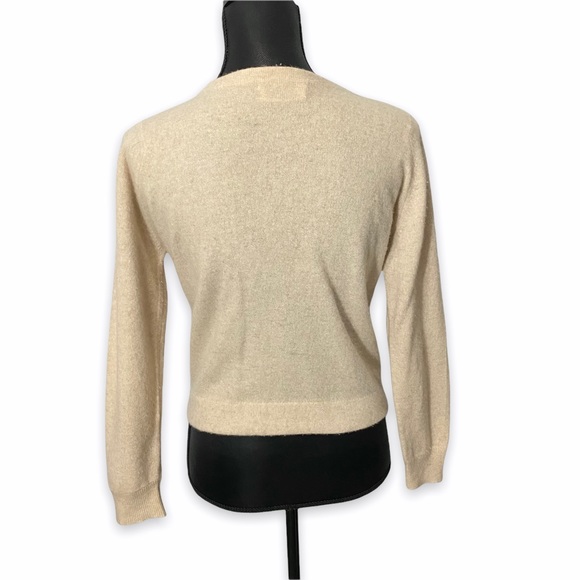 Vintage Cashmere Sweater Medium Beige Faux Collar - Picture 5 of 6